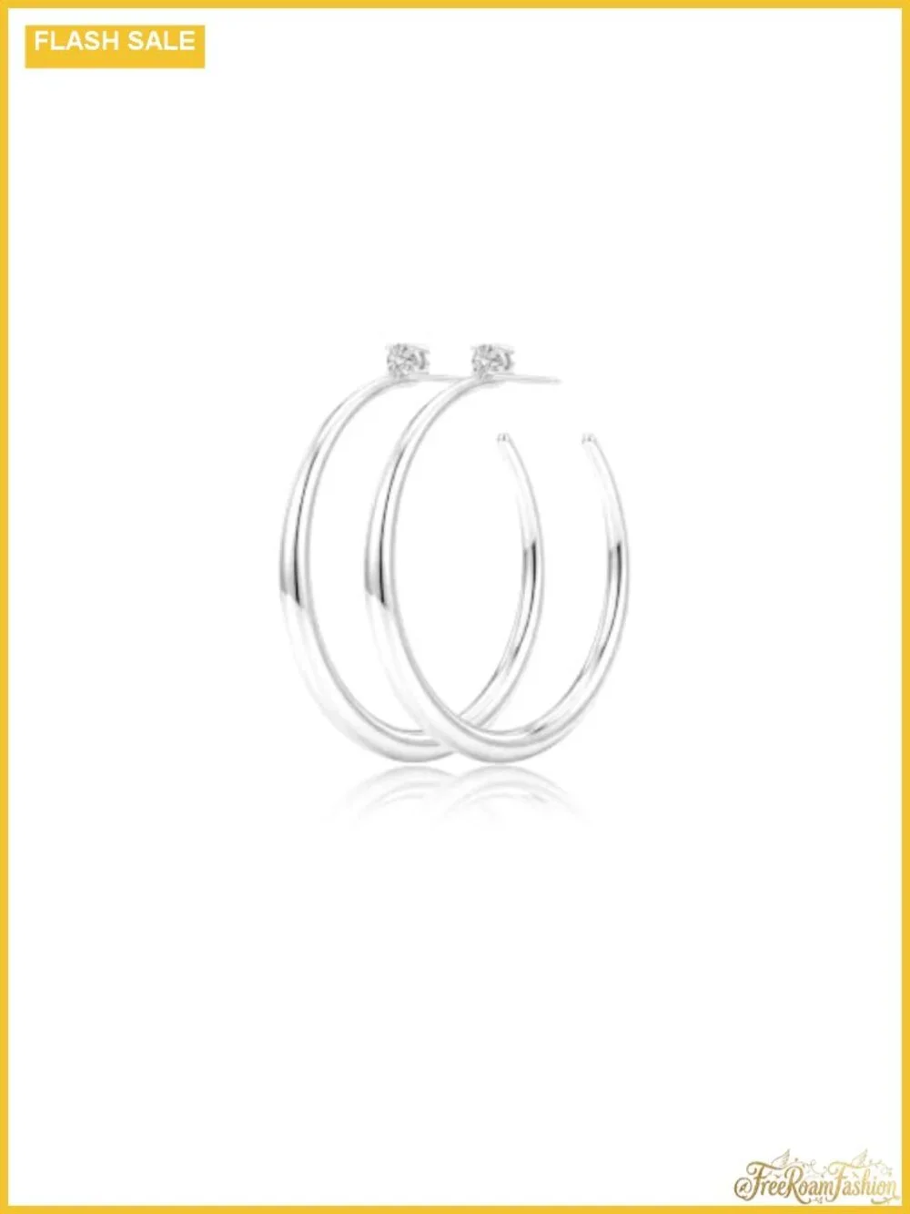 925 Sterling Silver Chunky Hoop Earrings for Women 60mm Statement